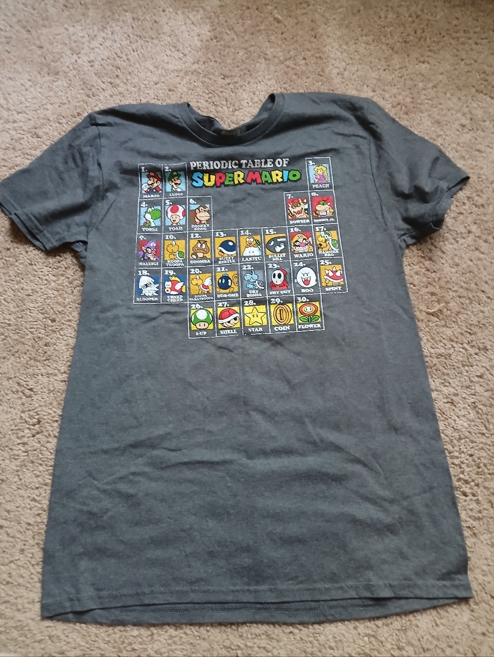 Super Mario Periodic Table Graphic Tee - Dark Gray